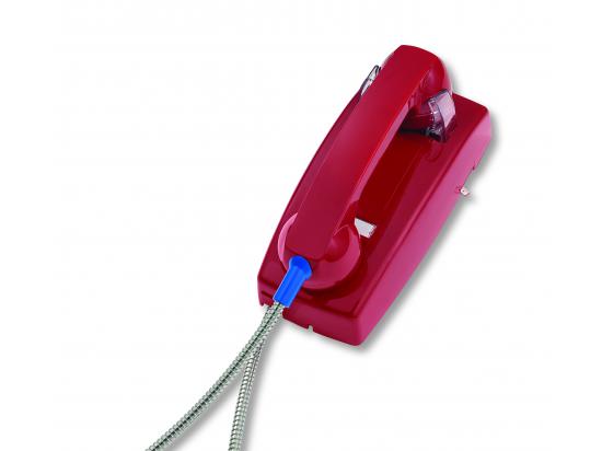 Cortelco 2554 Red No Dial Wall Phone w/ Armored Cord - New