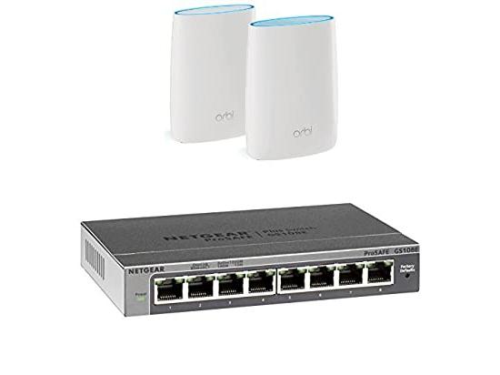 Netgear Orbi AC3000 8-Port 10/100/1000 Tri-band WiFi System (2-Pack)