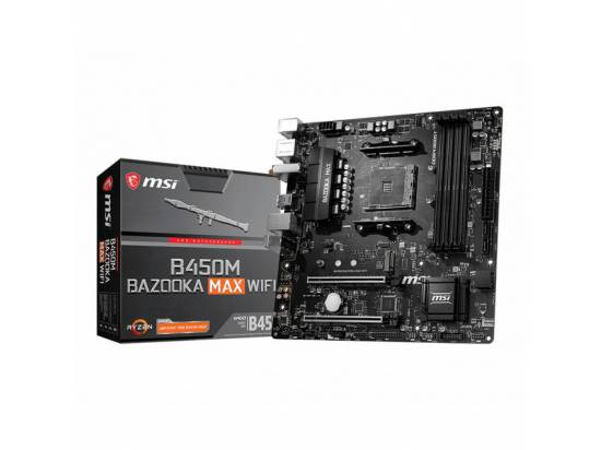 MSI B450M BAZOOKA MAX WIFI Micro-ATX Motherboard Socket AM4 (1st, 2nd and 3rd Gen AMD Ryzen)