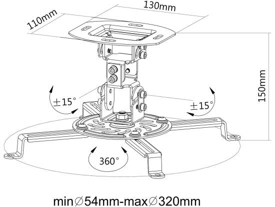 Vivo Universal Adjustable Ceiling Projector Projection Mount - Black Vivo Universal Adjustable Ceiling Projector Projection Mount - Black