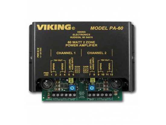 Viking PA-60 60 Watt 2-Zone Power Paging Amplifier