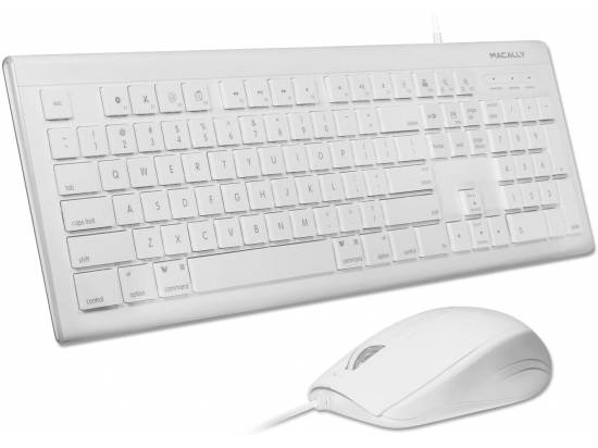 Apple Macally Full Size USB Keyboard and Optical USB Mouse Combo (QKEYCOMBO) - Grade A