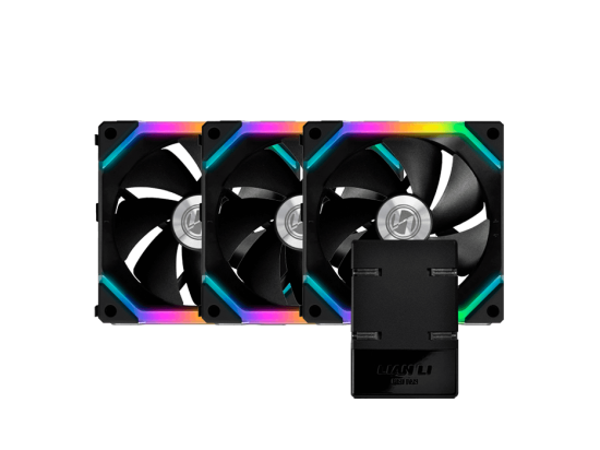 Lian Li UNI FAN SL120 Black RGB 120mm Case Fan w/ Controller - 3 Pack