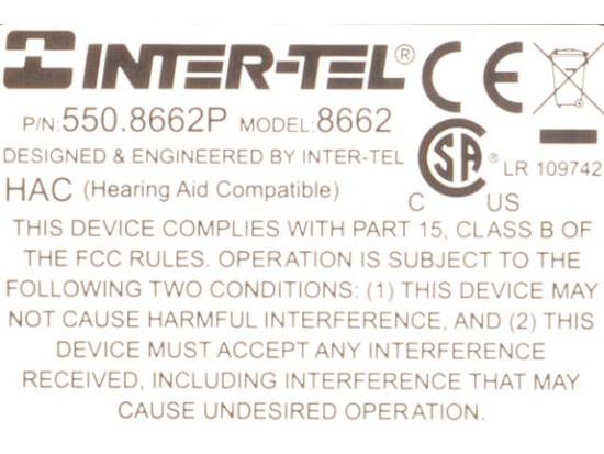 Inter-Tel Axxess 550.8662P Black IP Large Display Phone - Grade A Inter-Tel Axxess 550.8662P Black IP Large Display Phone - Grade A