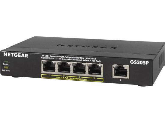 Netgear GS305P 5-Port Gigabit Ethernet POE+ Unmanaged Switch