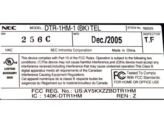 NEC DTR-1HM-1 Black Line Analog Telephone - Grade A NEC DTR-1HM-1 Black Line Analog Telephone - Grade A