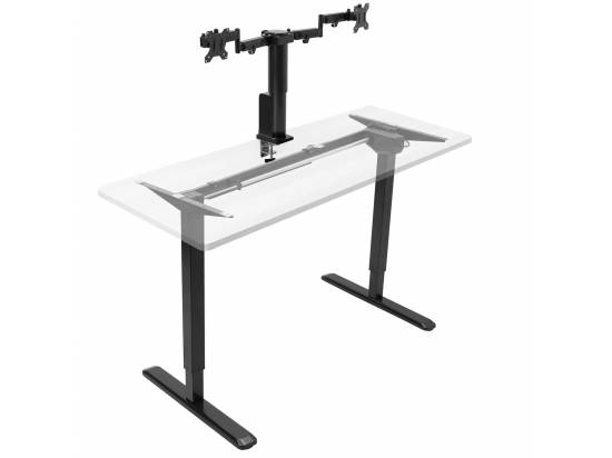 VIVO Single Motor Desk Frame with Electric Dual Monitor Arm & Touch Screen Memory Controller