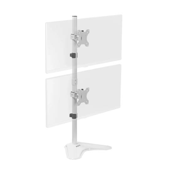 VIVO Dual Vertical Monitor Desk Stand with Glass Base - White