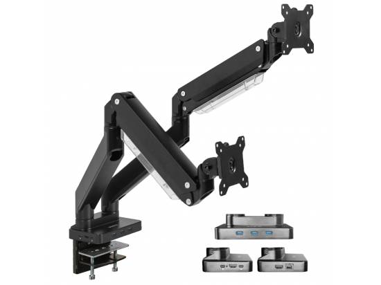 VIVO Pneumatic Arm Dual Ultrawide Monitor Desk Mount with Docking Station