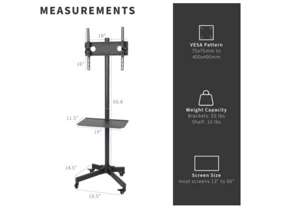 VIVO Black TV Cart for 13" to 60" Screens - White VIVO Black TV Cart for 13" to 60" Screens - White