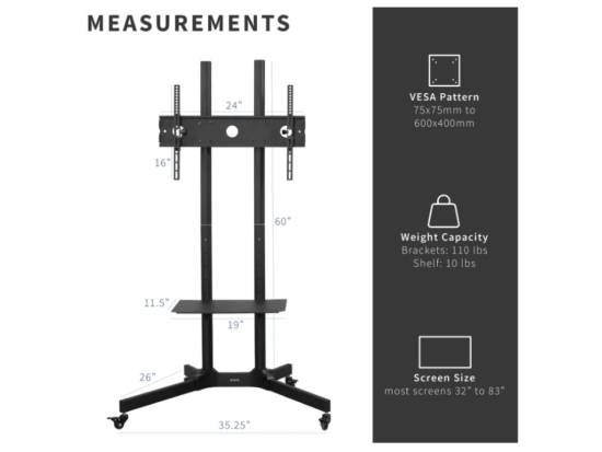 VIVO TV Cart for 32" to 83" Screens - White VIVO TV Cart for 32" to 83" Screens - White