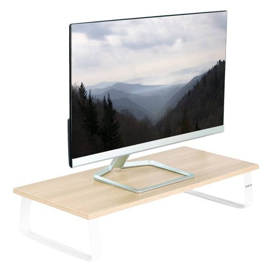 VIVO Tabletop Monitor Riser - Light Wood