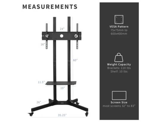 VIVO STAND-TV03E TV Cart for 32" - 83" Screens - Black VIVO STAND-TV03E TV Cart for 32" - 83" Screens - Black