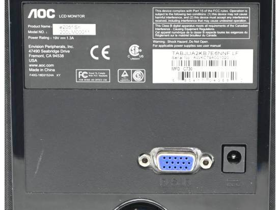 AOC e2051Sn 20" Widescreen LED LCD Monitor - Grade C AOC e2051Sn 20" Widescreen LED LCD Monitor - Grade C