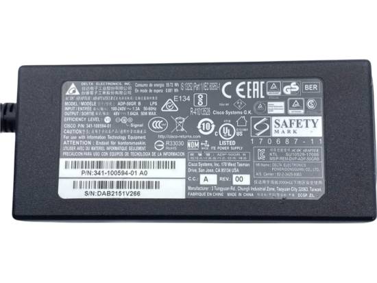 Delta Electronics ADP-50GR B 48V 1.042A Power Adapter Delta Electronics ADP-50GR B 48V 1.042A Power Adapter