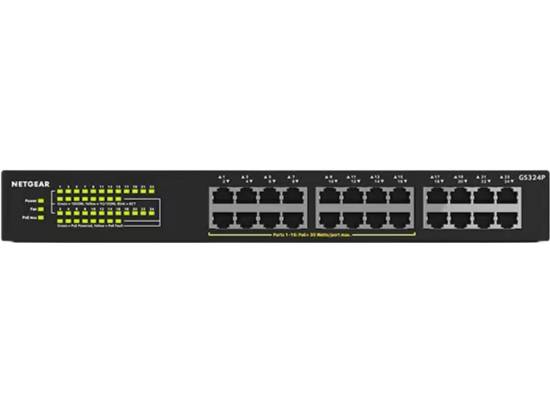 Netgear GS324P 24-Port Gigabit Ethernet Unmanaged PoE+ Essentials Switch Refurbished Netgear GS324P 24-Port Gigabit Ethernet Unmanaged PoE+ Essentials Switch Refurbished