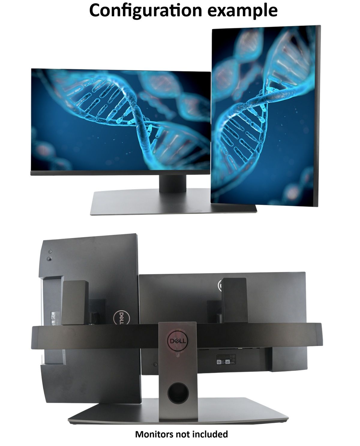 Dell MDS19 Dual Monitor Stand — Mounts Two 19"–27" Displays, 100x100 VESA