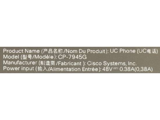 Cisco CP-7945G Charcoal IP Display Speakerphone Cisco CP-7945G Charcoal IP Display Speakerphone