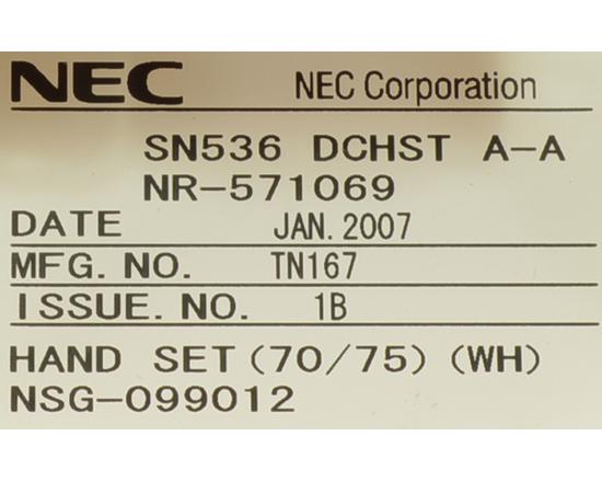 NEC Dterm/Neax SN716 White Desk Console Handset & Cradle NEC Dterm/Neax SN716 White Desk Console Handset & Cradle