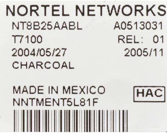 Nortel Norstar T7100 Charcoal Display Phone (NT8B25) Nortel Norstar T7100 Charcoal Display Phone (NT8B25)