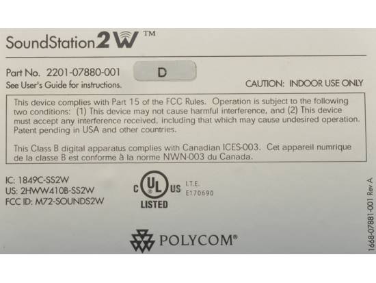 Polycom SoundStation 2W 2.4GHz Transceiver (2201-67810-001) Polycom SoundStation 2W 2.4GHz Transceiver (2201-67810-001)