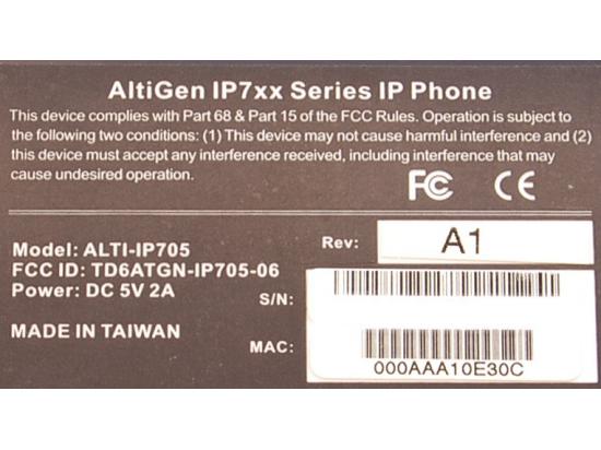Altigen IP705 Charcoal IP Display Speakerphone - Grade A Altigen IP705 Charcoal IP Display Speakerphone - Grade A