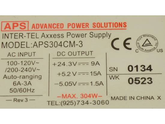 Inter-Tel Axxess 550.0131 9 Amp Cabinet Power Supply Inter-Tel Axxess 550.0131 9 Amp Cabinet Power Supply